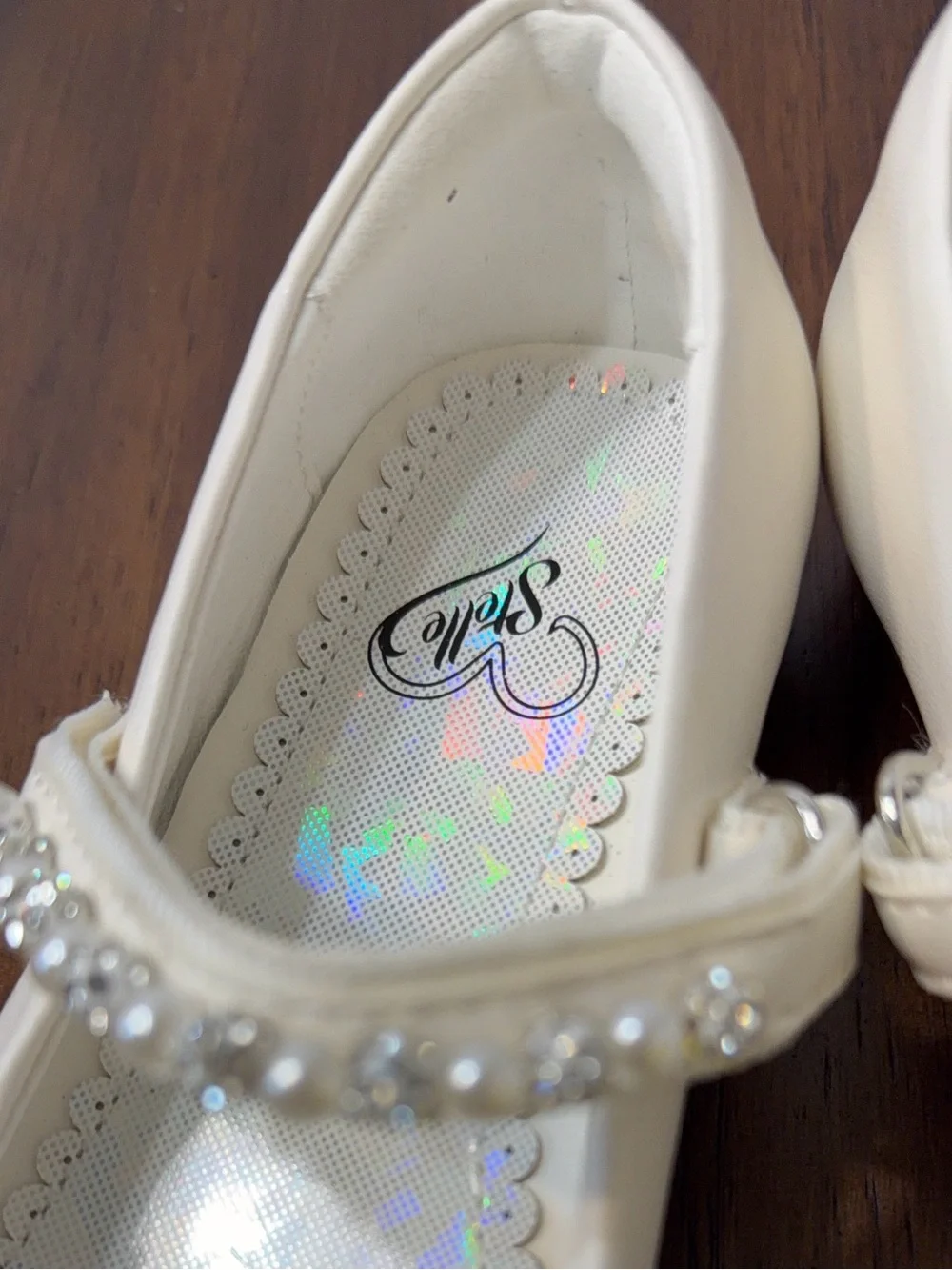 Stelle Girls Size 10 Ivory Pearl Rhinestone Mary Jane Flower Girl Dress Shoes